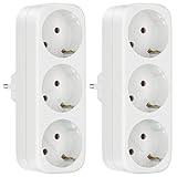 3 Fach Steckdosen Adapter, 2 Stücke Wandplatte Steckdose, 2 in 1 Doppelstecker AC 250V/16A, 3680W/Max Deutsch Konverter Buchse EU Stecker, Tragbare Praktisch Dreifach für Büro, zu Hause, Reisen - Rot