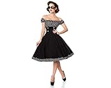 Belsira Schulterfreies Swing-Kleid Frauen Mittellanges Kleid schwarz/weiß M