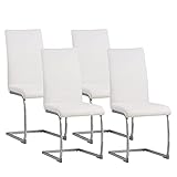 Albatros Freischwinger Stuhl Murano 4er Set, Weiss - Esszimmerstuhl Schwingstuhl mit Modernem Design und Kunstleder-Bezug - Küchenstuhl, Polster-Stuhl Esszimmer, Esstisch Stuhl