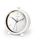 Wecker Analog Ohne Ticken, aboveClock Wecker Analog mit Schlummerfunktion Lichtfunktionen, Nachttisch Wecker Kinder Analog Batteriebetriebe (1*AA-Batterie benötig)- Beige