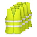 FLEXEO 4x Warnwesten nach EN ISO 20471 - Auto - KFZ - Sicherheitsweste - Warnschutzweste - Warnweste - gelb - high visibility vest - Erwachsene - Einheitsgröße - Sicherheits Set - EU Norm