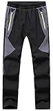 DAFENP Kinder Softshellhose Skihose Warm Gefüttert Thermohose Winter Wasserdicht Winddicht Schneehose Jungen Mädchen Wanderhose KZ2001-Black-2XL