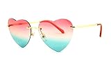 flowertree S5964 Damen-Sonnenbrille, randloser Rahmen, übergroße Herzform, 63 mm, Pink (rosa, blau), Small