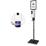 CalmMax Desinfektionssäule mit Sensor 1000ml Automatischer Desinfektionspender Desinfektionsmittelspender mit Poster Rahmen berührungslos freistenhend 125-165cm Höhenverstellbar