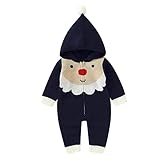 Weihnachten Baby Junge kostüm Kapuzenpullover Herren Reißverschluss Neugeborenes Baby Jungen Mädchen Weihnachten Santa Strickpullover Baby Kapuzenoverall Strampler Baumwolle 1 Stück Outfits Kleid