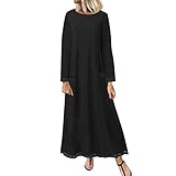 CixNy Sommerkleid Sportlich Damen Frauen O-Ausschnitt einfarbiges Kleid Langarm Spitzentasche Freizeitkleid Sexy Kleider Damen