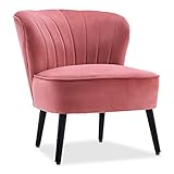 M MCombo Sessel Relaxsessel für Wohnzimmer, Moderner Loungesessel Polsterstuhl mit Metallbeine, Samt, 4720 (Rosa)