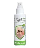 Green Hero Mückenspray schützt zuverlässig vor Stechmücken, Moskitos & Zecken 100ml Mückenschutz mit dem gut duftendem Wirkstoff EC-Öl, geeignet für Erwachsene und Kinder ab dem 6. Monat