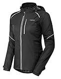 INBIKE Fahrradjacke Damen Regenjacke Wasserdicht Atmungsaktiv Fahrrad Outdoorjacke Laufjacke Regen Jacke Winddicht Reflektierend Sommer Leicht Kapuze Schwarz XXL