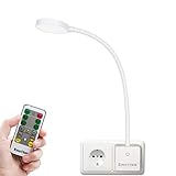 Weiß LED Wandlampe Steckdose Schlafzimmer Lampe Leselampe Bett Nachttischlampe Dimmbar mit Stecker und Fernbedienung, 4W 350Lm Neutralweiß 4000K, 1er Lampe und 1er Fernbedienung von ENUOTEK