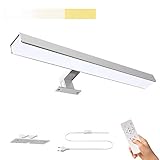 iToncs LED Spiegelleuchte mit Schalter, 40CM 12W 1200LM Schminklicht Dimmbar Neutra/Warmweiss, IP44 Wasserdicht Edelstahl Badlampe, Spiegellampe, Bilderleuchte Wandlampe 3000K-6500K mit Fernbedienung