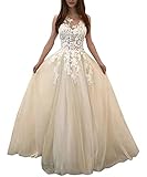 Onsoyours Hochzeitskleid Damen Lang Brautkleider Elegant Spitze Brautmode RüCkenfrei Abiball Prinzessin Kleider Abendkleider Elegant FüR Hochzeit A Weiß M