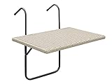 Balkonhängetisch Hängetisch 60x40cm, Metallgestell + Polyrattan grau, mehrfach verstellbar, optimal für kleine Flächen