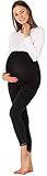 Be Mammy Damen 7/8 Umstandsleggings BE20-262(Schwarz,M)