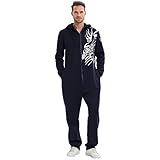 Eauptffy Herren Weihnachten Einteiler Schlafanzug, Warm Fleece Overall Pyjama Fasching Long Sleeve Hoodie Pyjamahose Sleepwear Weihnachten Sleepwear Onesie mit Kapuze