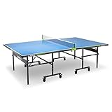 JOOLA 11134 Tischtennisplatte Outdoor Rally-Profi Tischtennistisch 6 MM Aluminium-Verbundoberfläche Wetterfest-Klappbares Untergestell-Schneller Aufbau, Blau, 274 x 152,5 x 76 cm