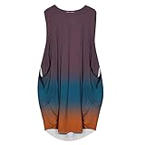 AMhomely Midi Sommerkleider für Frauen UK Casual Pulloverkleid Frauen Sommer Ärmellos Lose Druck Tasche O-Ausschnitt Casual Wade Kleid Damen Mädchen Kurz Midi Mini Tunika Tops Kleider, 02 Lila, Medium