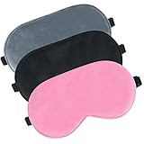 3 Stück Schlafmaske, Seide augenmaske Nachtmaske für schlaf mit Verstellbarem Gummiband 100% Hautfreundlich Schattierung Geruchneutral reisen Schlafbrille für herren und frauen (1Black1Pink1Grey)