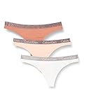 Calvin Klein Damen 3er-Pack Stringtangas – Karussell Tanga, Sundown Orange/White/Peach Melba, 36