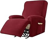 EEKBNEJQ Cutlery Oversized Stretch Recliner Cover Plush Deck Chair Cover with Elastic Base Furniture Covers for Recliner Chair with Side Pocket for Living Room