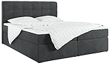 MKS MEBLE Boxspringbett mit Doppelmatratze - Polsterbett mit Bettkasten und Zwei Matratzen - Multipocket-Matratze Stauraumbett mit Kopfteil und Topper - H3 Matana Anthazit 120 x 200 cm - Speed Dream