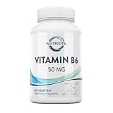 Vitamin B6 50mg | 365 hochwirksame vegane Tabletten | Trägt zu einem gesunden Stoffwechsel, einer normalen Funktion des Nerven- und Immunsystems bei | Trägt zum Abbau von Müdigkeit bei | Von Nutriota