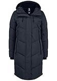 OXMO OXJuna Damen Wintermantel Parka Mantel mit Kapuze Gummizug Reißverschlusstaschen Seiten-Reißverschlüsse Regular fit, Größe:L, Farbe:Black (194007)