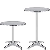 KESSER® - 2in1 Stehtisch Bistrotisch Aluminium Edelstahlplatte | höhenverstellbar | 70cm / 115cm | Partytisch Tisch Ø 60cm | In- & Outdoor | Hochzeit | Empfangstisch | 4 Standfüße, Silber