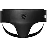 Tiefschutz, Boxen, MMA männlich, elastischer Jockstrap aus Leder, Tiefschutz, für Herren und Damen, BJJ, Kick-Sparring-Training, Muay Thai, Kampfschutz, Matrial-Kunst, Bauchstütze (M, schwarz)