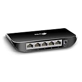 TP-Link TL-SG1005D 5-Port Gigabit Desktop Switch (5 10/100/1000Mbps-RJ45-Ports, Autoabstimmung, Auto-MDI/MDIX, Green IT, 70% Energie einsparen, Plastikgehäuse) schwarz