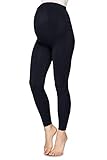 Annes Styling Damen Umstands-Leggings mit Überbauchunterstützung, volle Länge, 90 DEN, Nero, Größe S/M