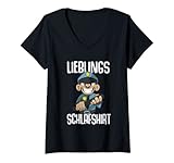 Damen Lieblingsschlafshirt mit Polizei Affe T-Shirt mit V-Ausschnitt