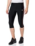 Ultrasport Herren Laufhose 3/4 mit Kompressionswirkung und Quick-Dry-Funktion, Schwarz (Black/Red), Medium