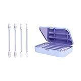 Wattestäbchen,Micro Applikatoren Pinsel,4pcs mit Box Wiederverwendbare Wattestäbchen,Reinigungsstäbchen,Silikon Wattestäbchen,Wimpernverlängerung Pinsel für Make-Up,Dental und Oral