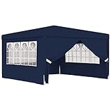 ZEYUAN Profi-Partyzelt mit Seitenwänden, Festzelt, Pavillion, Bierzelt, Garten Party Zelt, Gartenzelt, Grillpavillon, 4×4 m Blau 90 g/m²