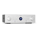 auna AMP-CD950 DG - Power Amplifier Verstärker, Ausgangsleistung: 8 x 100 Watt RMS an 4 Ohm, Built-in DSP, 4 Stereo-Zonen, Bluetooth, Optischer Eingang, AUX-In, CD-In, DVD-In, MP3-In, silber