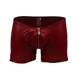 RMBLYfeiye Herren Boxershorts mit Reißverschluss Vorne Männer Badehose Tanga Boxer Brief Pants Shorts Glänzend Höschen Lackleder Erotik String Hipster Hosen Slip Panty Sexy Slips Unterwäsche