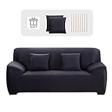 Lydevo Sofabezug 3 Sitzer Stretch Sofahusse Elastischer Sofabezug Spandex Sofa Überzug mit 2 Kissenbezug Anti-Rutsch Waschbar Sofa Protection Cover Schonbezug Couch,Dunkelgrau