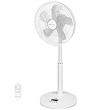 4UMOR Standventilator leise 24W 20dB DC Motor 9 Geschwindigkeiten Oszillation90° verstellbar Ventilator mit Fernbedienung 9H Timer 41cm Durchmesser Ventilator leise 80% Energie Sparen