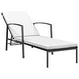 Tidyard Sonnenliege mit Auflage Gartenliege Relaxliege Liegestuhl Strandliege Gartenmöbel Liege Saunaliege Terrasse Garten 195 x 60 x (53-95) cm (L x B x H),4-Fach verstellbare Rückenlehne,Schwarz