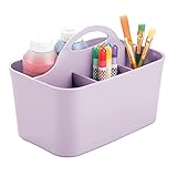 mDesign tragbarer Organizer – kleine Aufbewahrungsbox für Bastelsachen und Nähutensilien – Aufbewahrung für Stifte, Knöpfe, Scheren und Farben – helllila