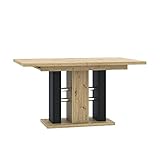 MEBLINI Esstisch Ausziehbar - Esszimmertisch Modern - Küchentisch - Ausziehtisch - Säulentisch - Ausziehbarer Tisch - Dining Table - Esszimmertische - 140-180x90x75cm - WILD - Artisan Eiche/Schwarz