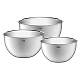 Silit Küchenschüssel-Set 3-teilig, Edelstahl, multifunktional als Rührschüssel, Salatschüssel, Servierschüssel, stapelbar