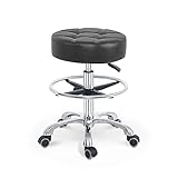 Grace&Grace Höhenverstellbar Rollhocker Drehhocker Mit Rollen Arbeitshocker Massagehocker Medizinischer Stuhl Drehstuhl Bürohocker Sitzhocker Kücheocker (No Backrest with Casters-Elegant Lines, Black)