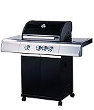 Tarrington House BBQ Gas-Grill PAXTON, 3-Brenner-Gasgrill mit Seitenbrenner, Grill Abdeckhaube und Warmhaltegitter. Stahl / Edelstahl / Gusseisen, schwarz, 11kg Gasflasche für Outdoor, Balkon, Camping