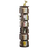 ANUGU Drehbares Bücherregal, multifunktionales, um 360 Grad drehbares Bücherregal, bodenstehendes Eckregal, Lagerregal mit offener Design-Regaleinheit (46 * 195cm Wood)