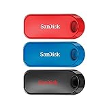 SanDisk Cruzer Snap 32 GB USB-Flash-Laufwerk, 3er-Pack, Schwarz/blau/rot