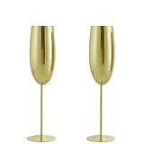 2 Stück Edelstahl Sektglas Flöte Sektschale Kreative Cocktailschale 250ml Metall Weinglas Bar Partyzubehör-Gold 2pc,250ML