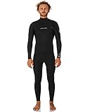 Rip Curl Herren Dawn Patrol 3/2mm Chest Zip Neoprenanzug Schwarz - Easy Stretch Lightweight Flash Lining