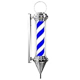 LED Barber Pole Light, Rot Wei Blau Rotierende Spinnstreifen Salon Schild, Wandmontierbar Streifen Auenbereich Wasserdicht Friseur Stablampe mit leuchtender Kugellampe